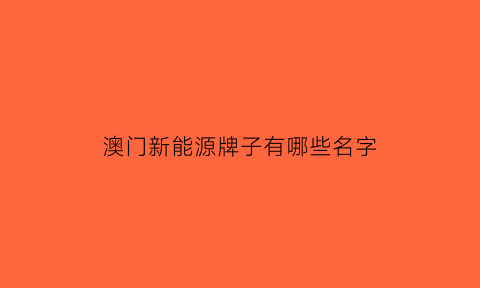 澳门新能源牌子有哪些名字