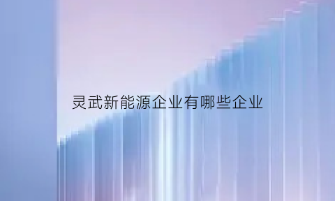 灵武新能源企业有哪些企业