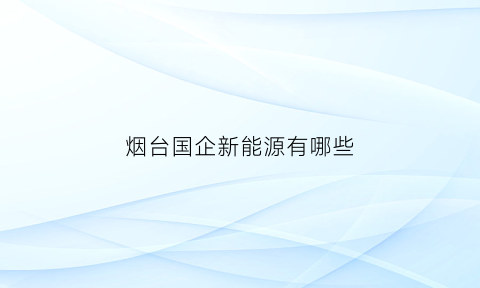 烟台国企新能源有哪些(烟台有哪些国企电厂)