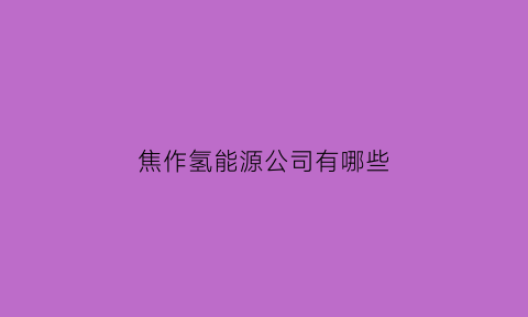 焦作氢能源公司有哪些