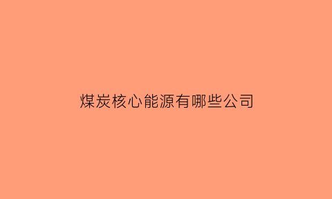 煤炭核心能源有哪些公司