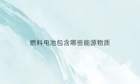 燃料电池包含哪些能源物质