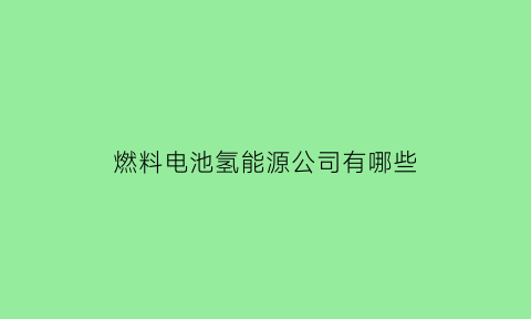 燃料电池氢能源公司有哪些