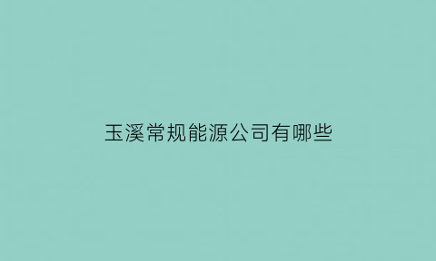 玉溪常规能源公司有哪些