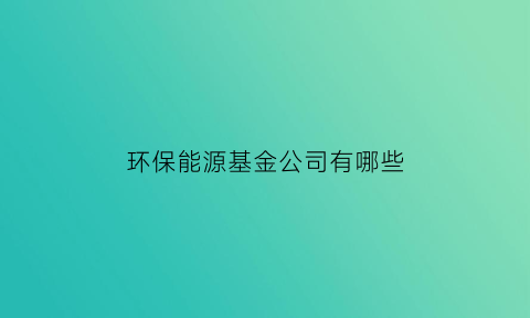 环保能源基金公司有哪些