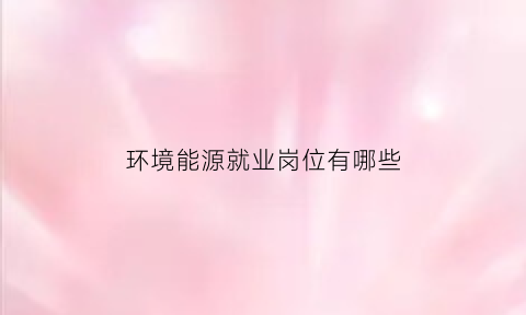 环境能源就业岗位有哪些