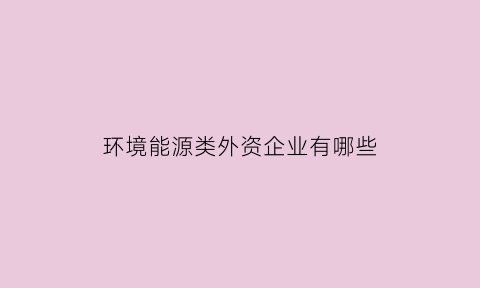 环境能源类外资企业有哪些(环保能源行业)