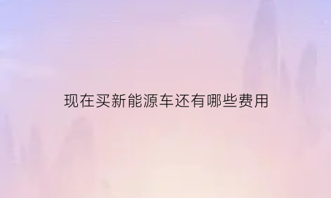 现在买新能源车还有哪些费用