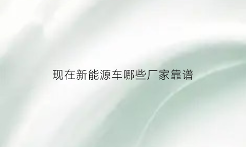 现在新能源车哪些厂家靠谱