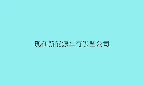 现在新能源车有哪些公司