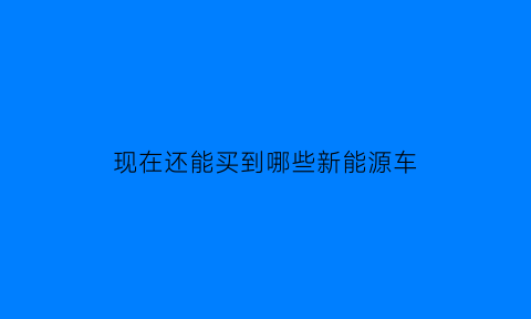 现在还能买到哪些新能源车