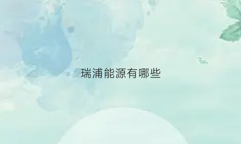 瑞浦能源有哪些