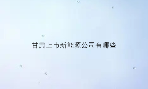 甘肃上市新能源公司有哪些