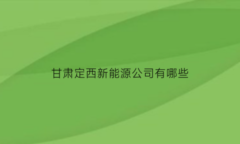 甘肃定西新能源公司有哪些(甘肃定西新能源公司有哪些公司)