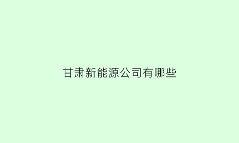 甘肃新能源公司有哪些(甘肃新能源厂怎么样)