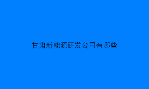 甘肃新能源研发公司有哪些