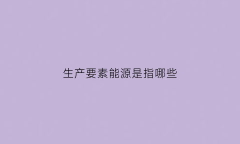 生产要素能源是指哪些