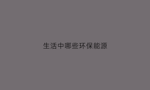 生活中哪些环保能源