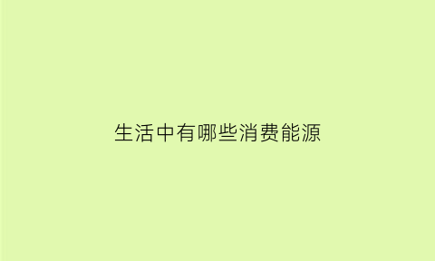 生活中有哪些消费能源