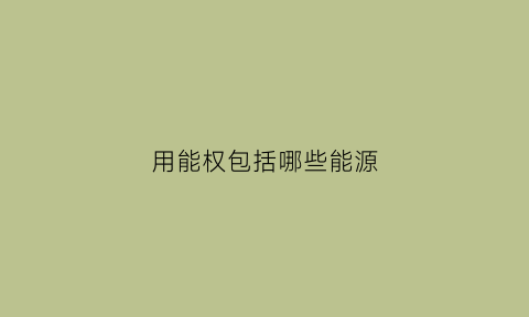 用能权包括哪些能源