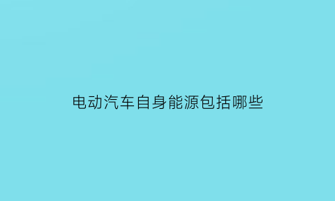 电动汽车自身能源包括哪些