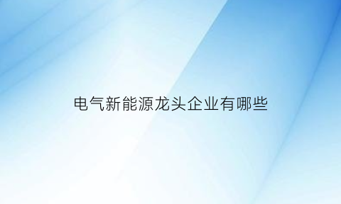 电气新能源龙头企业有哪些