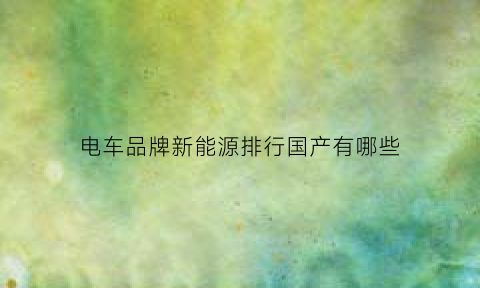 电车品牌新能源排行国产有哪些(国产新能源电动汽车十大名牌排名)