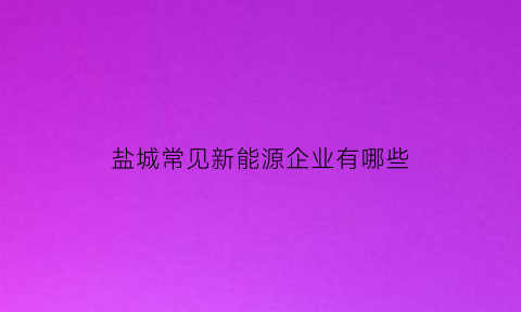 盐城常见新能源企业有哪些(盐城新能源是做什么的)