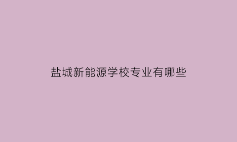 盐城新能源学校专业有哪些