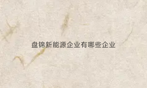 盘锦新能源企业有哪些企业(盘锦有哪些公司)