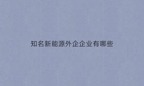 知名新能源外企企业有哪些(国外新能源公司)