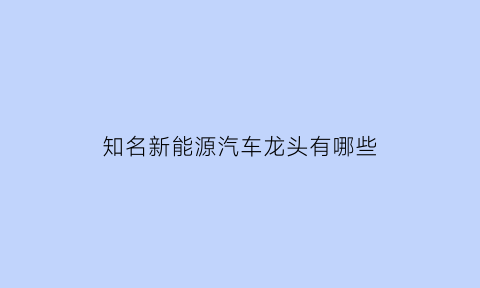 知名新能源汽车龙头有哪些