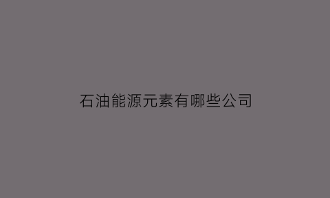 石油能源元素有哪些公司