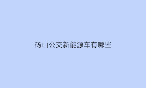 砀山公交新能源车有哪些