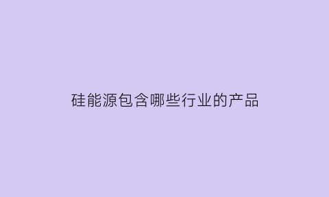 硅能源包含哪些行业的产品(硅能源包含哪些行业的产品和品牌)