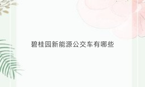 碧桂园新能源公交车有哪些