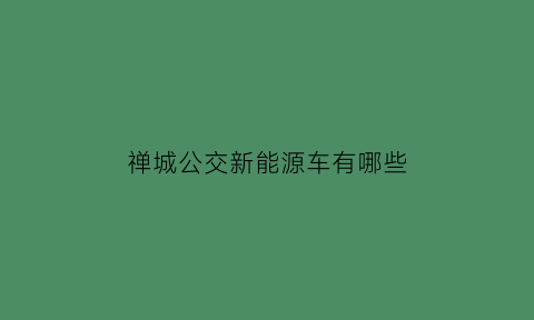 禅城公交新能源车有哪些