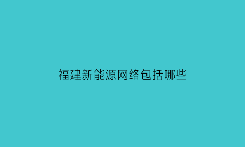 福建新能源网络包括哪些(福建省新能源)