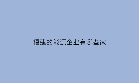 福建的能源企业有哪些家