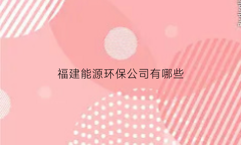 福建能源环保公司有哪些