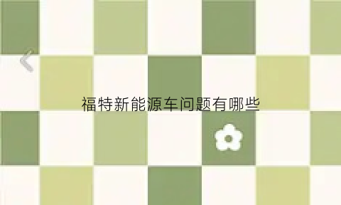 福特新能源车问题有哪些