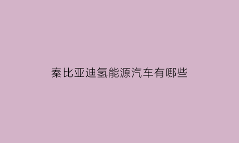 秦比亚迪氢能源汽车有哪些