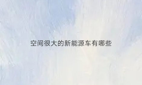 空间很大的新能源车有哪些(空间最大的新能源)