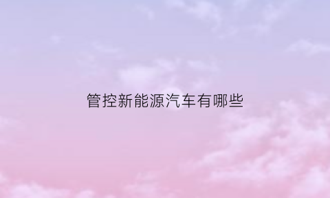 管控新能源汽车有哪些