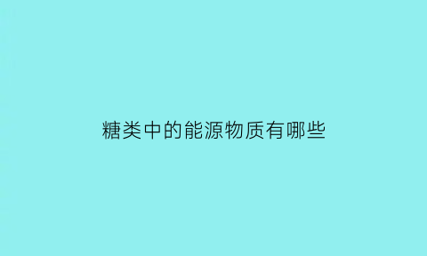 糖类中的能源物质有哪些