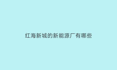 红海新城的新能源厂有哪些