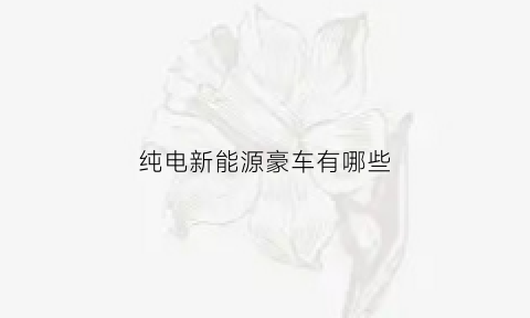 纯电新能源豪车有哪些