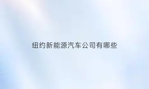 纽约新能源汽车公司有哪些(纽约有电瓶车吗)