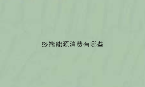 终端能源消费有哪些