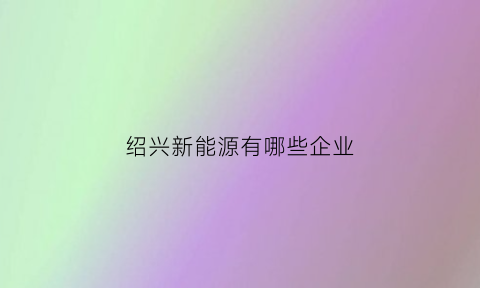 绍兴新能源有哪些企业